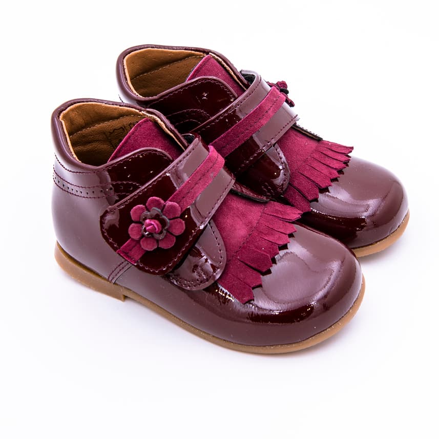 Bota Velcro Flor Charol