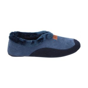 Zapatillas para hombre cerrada en pana y lana natural con suela de goma antideslizante
