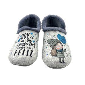Zapatillas para casa con estampado divertido en algodon natural y con suela antideslizante.